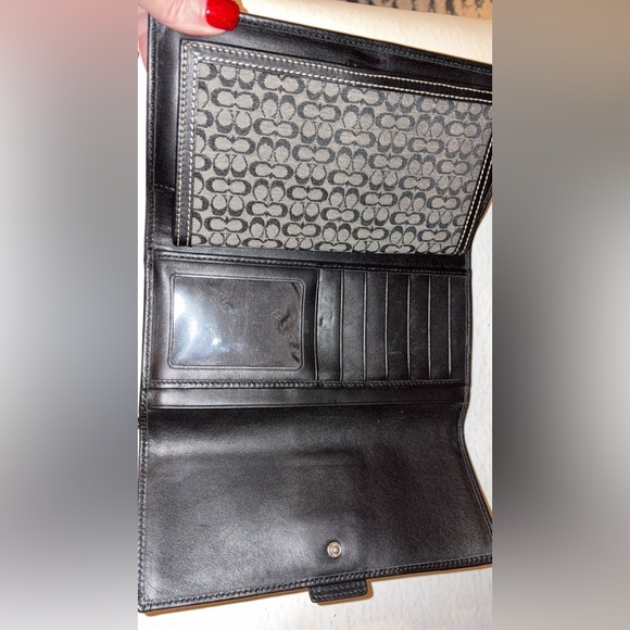 🖤 Vintage Coach Soho XL Signature Black and Gray Wallet & Checkbook EUC - Picture 10 of 13
